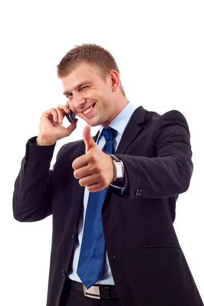 Being Positive On phone Royalty Free Stock Photos