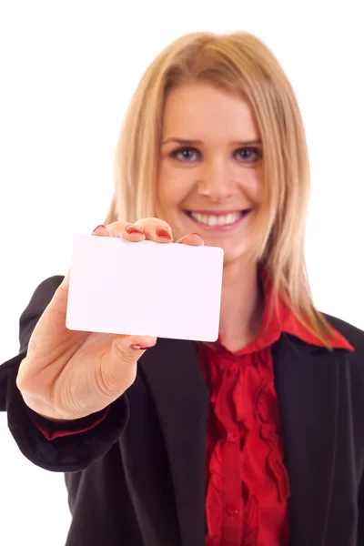 名刺を持つ女性 — ストック写真