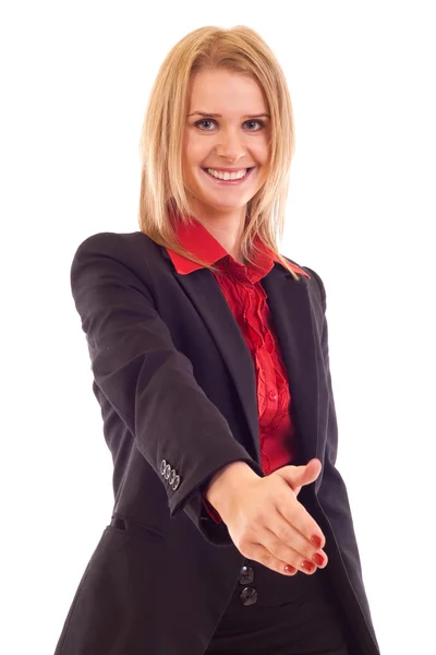 Жінка дає руку для рукостискання — стокове фото