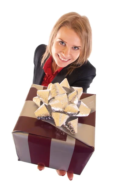 Mujer con caja de regalo —  Fotos de Stock
