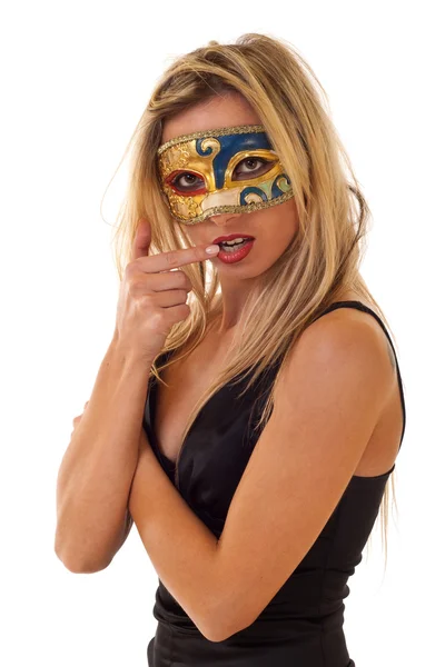 Mulher com máscara de carne carnaval — Fotografia de Stock