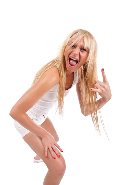 Mulher casual gritando — Fotografia de Stock