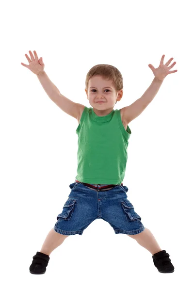 Rapaz a levantar os braços — Fotografia de Stock