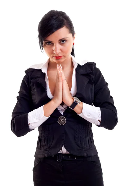 Деловая женщина молится — стоковое фото