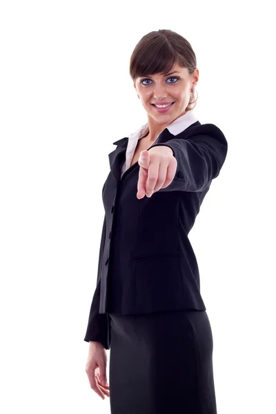 Mujer de negocios señalando — Foto de Stock
