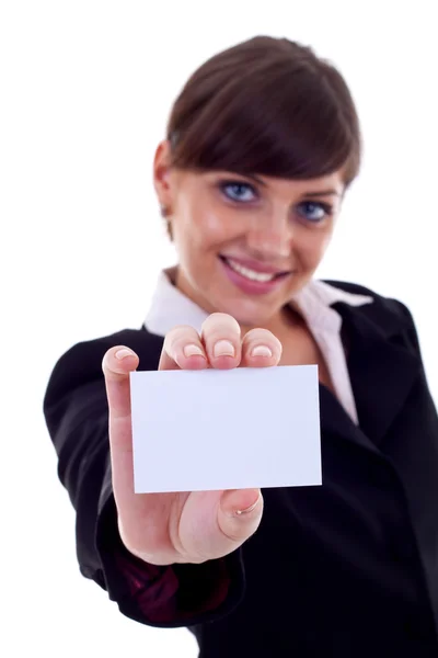 カードを持つ女性実業家 — ストック写真