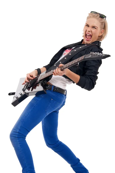 Namiętne dziewczyny gitarzysta — Zdjęcie stockowe