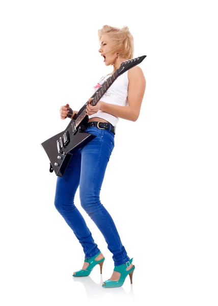 Blondine mit Gitarre — Stockfoto