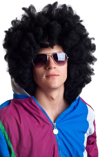 Man wearing wig and sunglasses — Stock Photo, Image