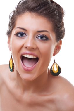 Blue eyed woman screaming clipart