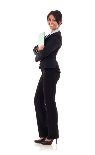 Obchodní žena držící složku — Stock fotografie