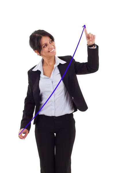 Mujer dibujando un gráfico creciente —  Fotos de Stock