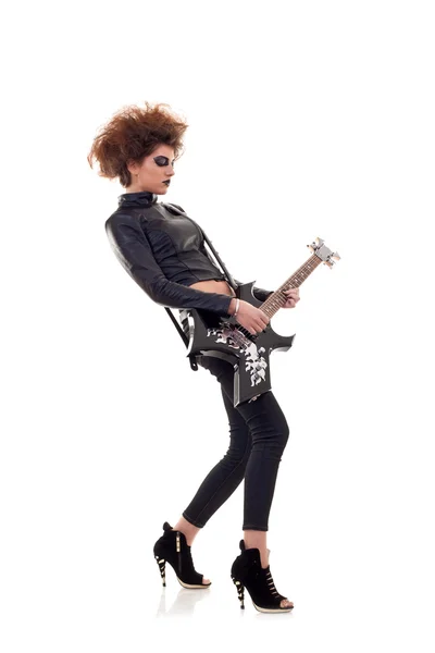 带电吉他的女人 — 图库照片