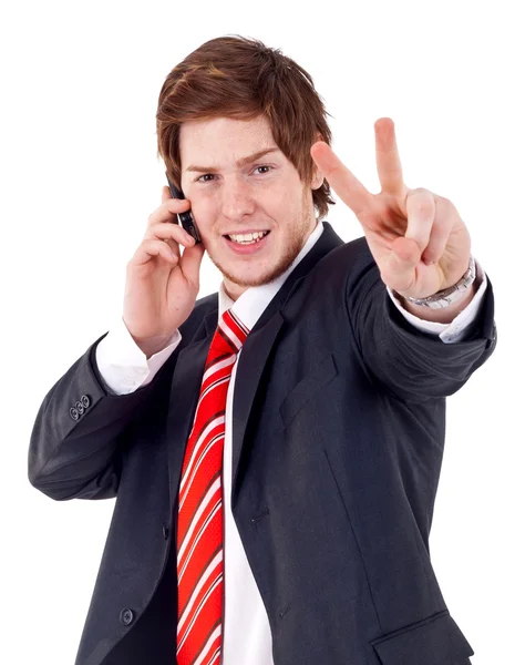 Victory on the phone — Stock Photo, Image