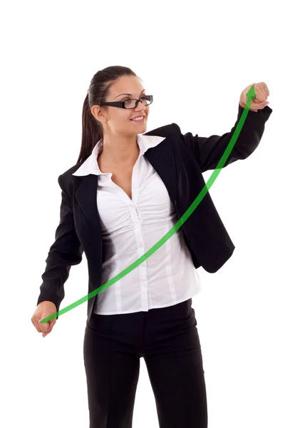 Woman drawing a growing graph — Stock Photo, Image