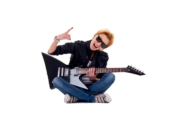 Mulher guitarrista — Fotografia de Stock