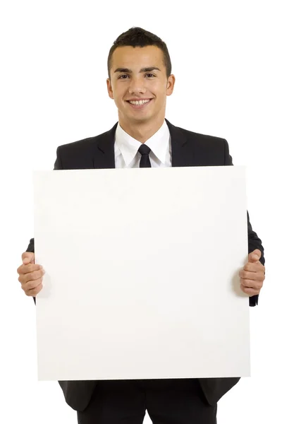 Businessman with blank board — Stock Photo, Image