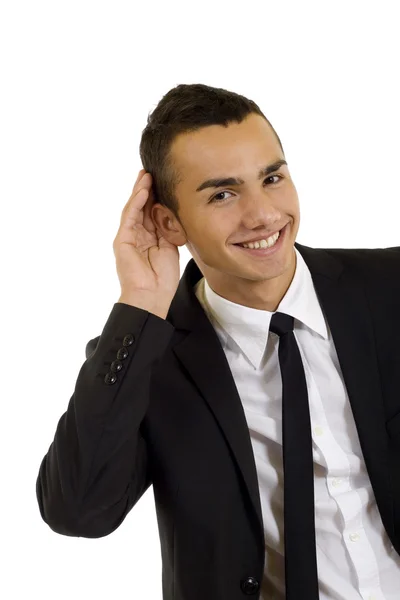 Młody biznesmen, słuchanie muzyki — Zdjęcie stockowe