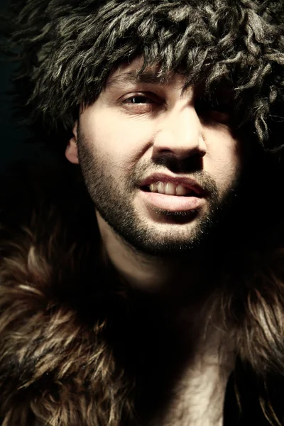 stock image Portrait fashion men in fur