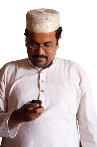 Muslim man with phone — Stock Photo, Image