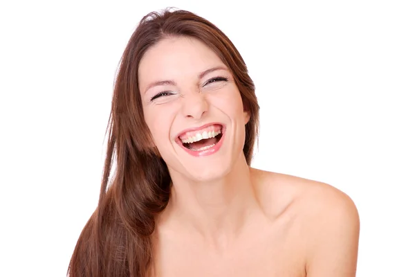 Detailní portrét šťastné mladé ženy — Stock fotografie