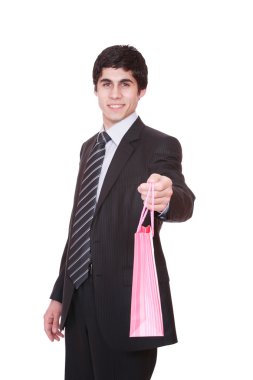 mutlu bir alışveriş adam.