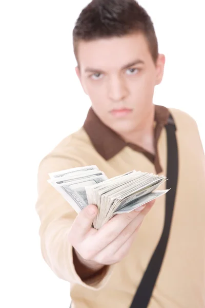 Casual guy with money — Stock Photo, Image