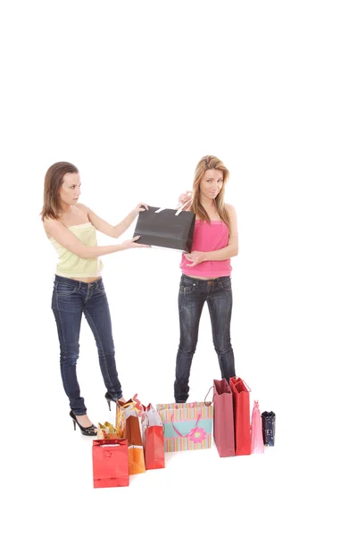 Isolated two shopping women — Stock Photo, Image