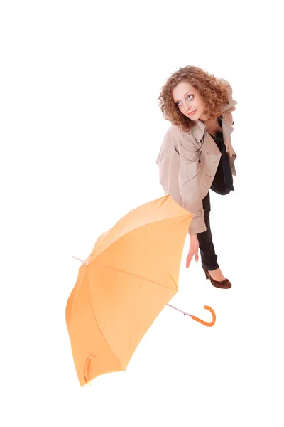 Donna con un ombrello in mano — Foto Stock