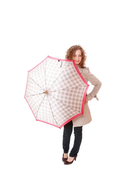 Donna con un ombrello in mano — Foto Stock