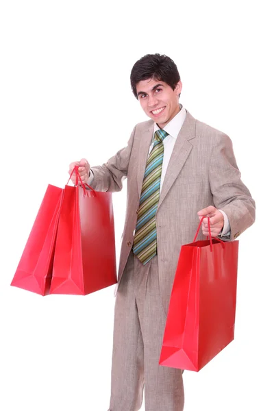 Mutlu bir alışveriş adam — Stok fotoğraf
