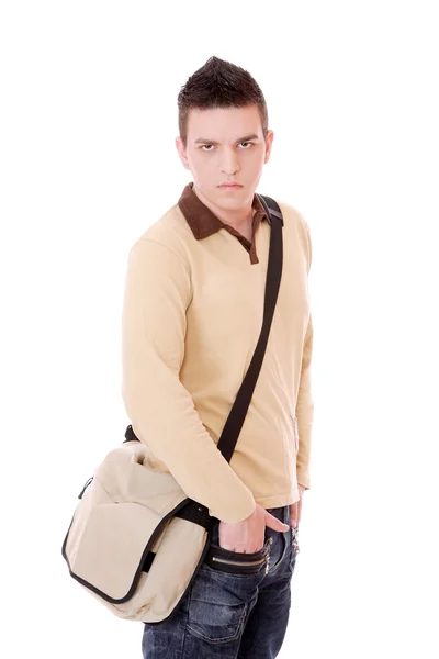 Avslappnad kille med väska — Stockfoto