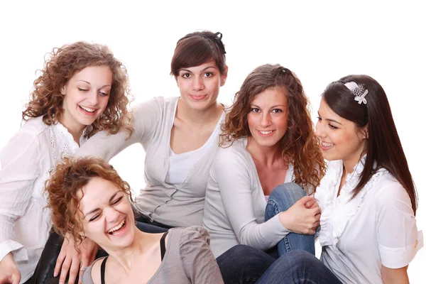 Skupina happy docela smějících se dívek — Stock fotografie