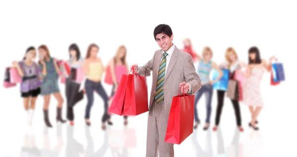 Pohledný mladý muž nakupování — Stock fotografie