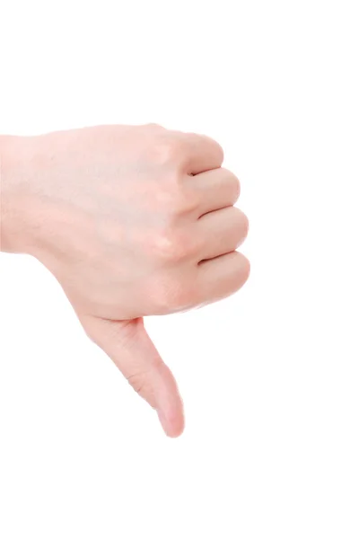 Великі пальці вниз знак від чоловічої руки — стокове фото