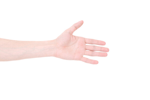 A thumbs down sign from a male hand