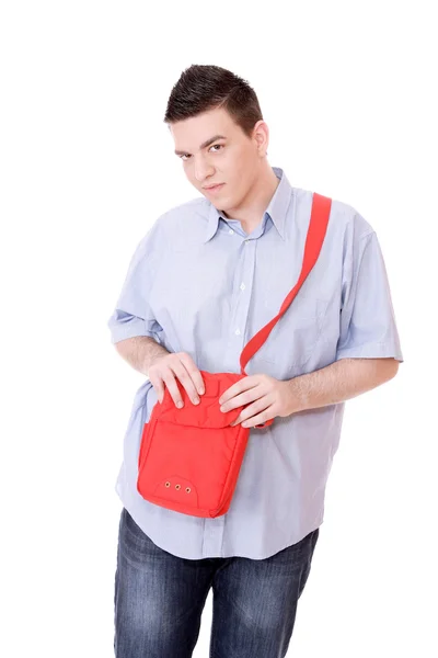 Lässiger Typ mit Tasche — Stockfoto