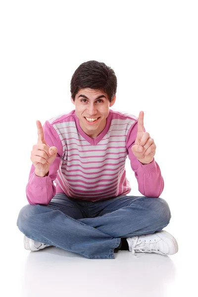 Portret szczęśliwy młody człowiek dorywczo — Zdjęcie stockowe