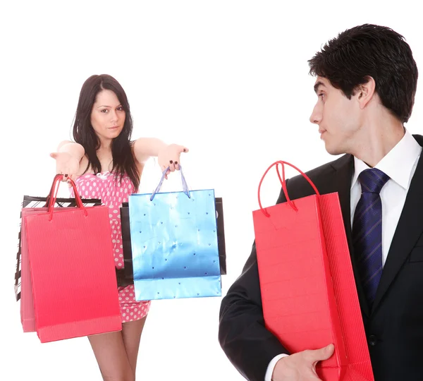 Couple with shopping bags Stock Image