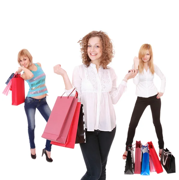 Chicas de compras de grupo pequeño — Foto de Stock