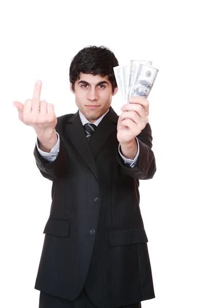 Empresário detém dinheiro — Fotografia de Stock