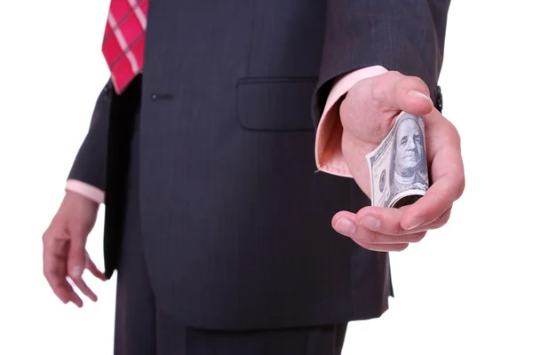 Dinero en manos de un hombre de negocios — Foto de Stock