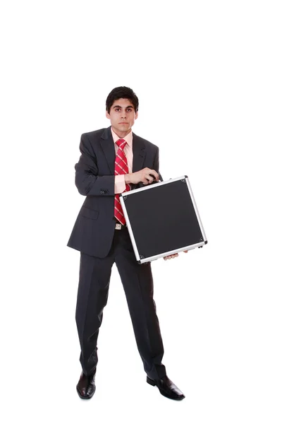 Biznesmen trzymający walizkę. — Zdjęcie stockowe