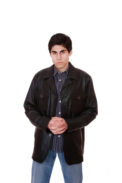 Un hombre guapo con una chaqueta de cuero —  Fotos de Stock
