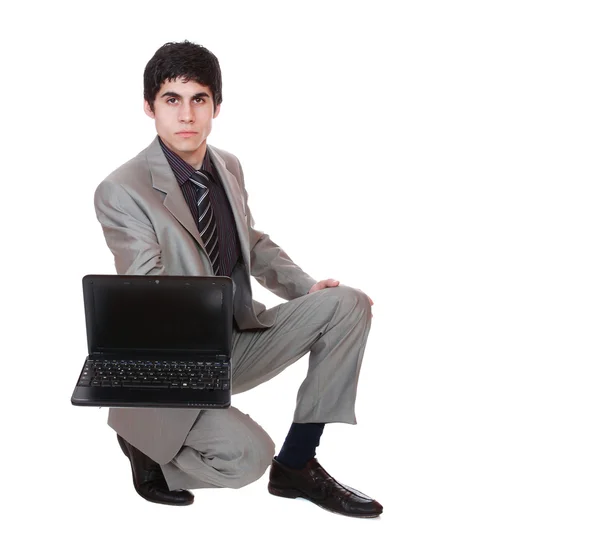Człowiek biznesu wystawa laptopa — Zdjęcie stockowe