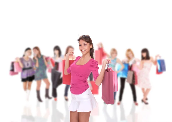Happy woman with shopping bags — Stock Photo, Image