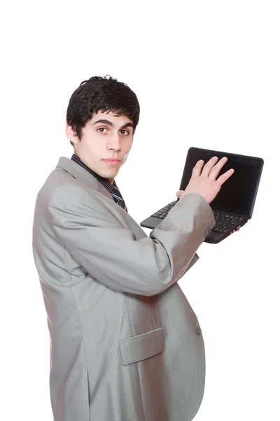 Iş adamı bir dizüstü bilgisayar görüntüleme — Stok fotoğraf