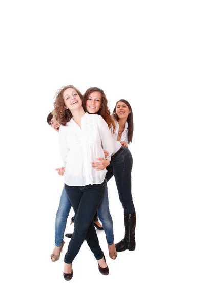 Grupa szczęśliwych dość roześmianych dziewcząt — Zdjęcie stockowe
