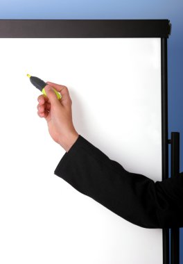 Business man at the whiteboard clipart