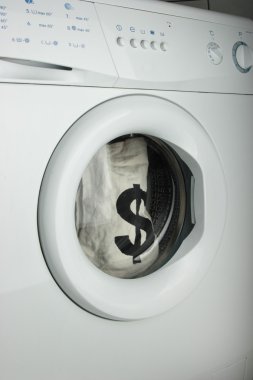 Washing machine laundering money clipart
